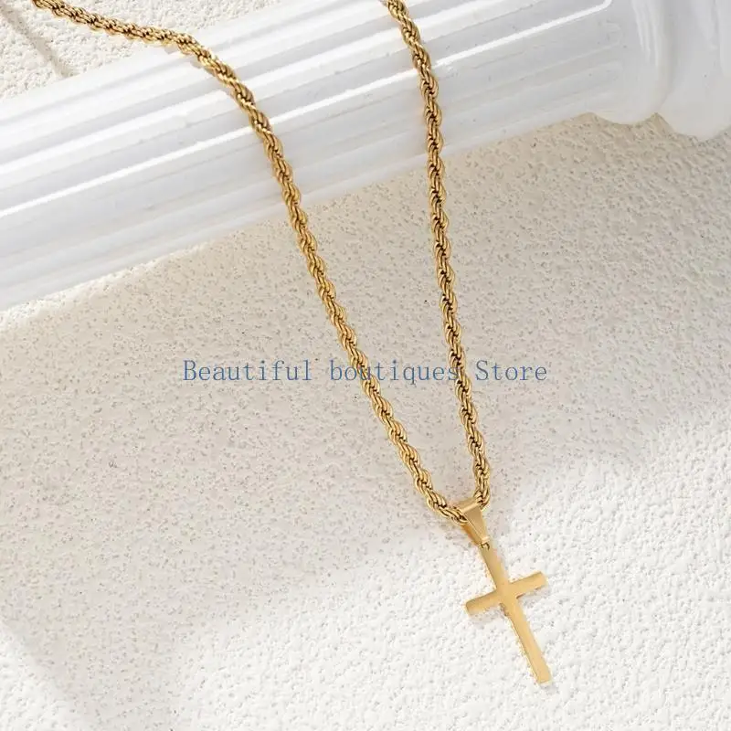 U4LF قلادة صلبان أنيقة للرجال والنساء مناسبة لأي مناسبة #4