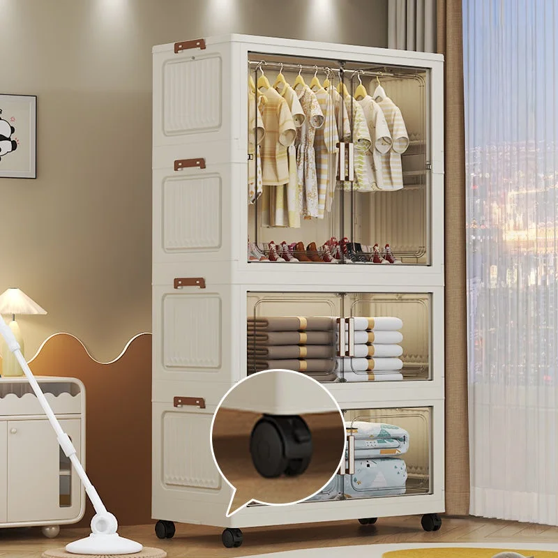 70cm/80cm Transparent Foldable Wardrobe, Portable Large-Capacity Storage Cabinet, Space-Saving Bedroom/Living Room Organizer 4