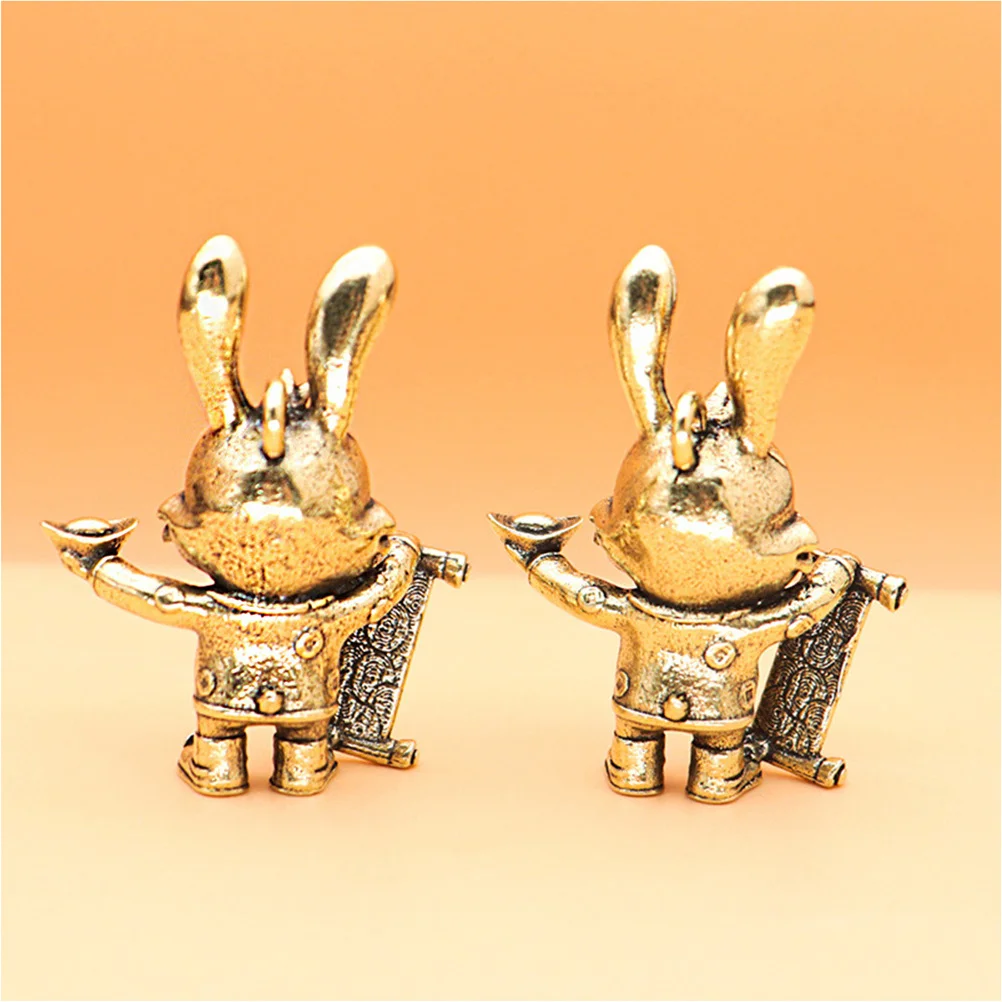 

5 Pcs Retro Brass Rabbit Keychain Decor Creative Bag Hanging Accessories Charms Bunny Shape Pendant Cute