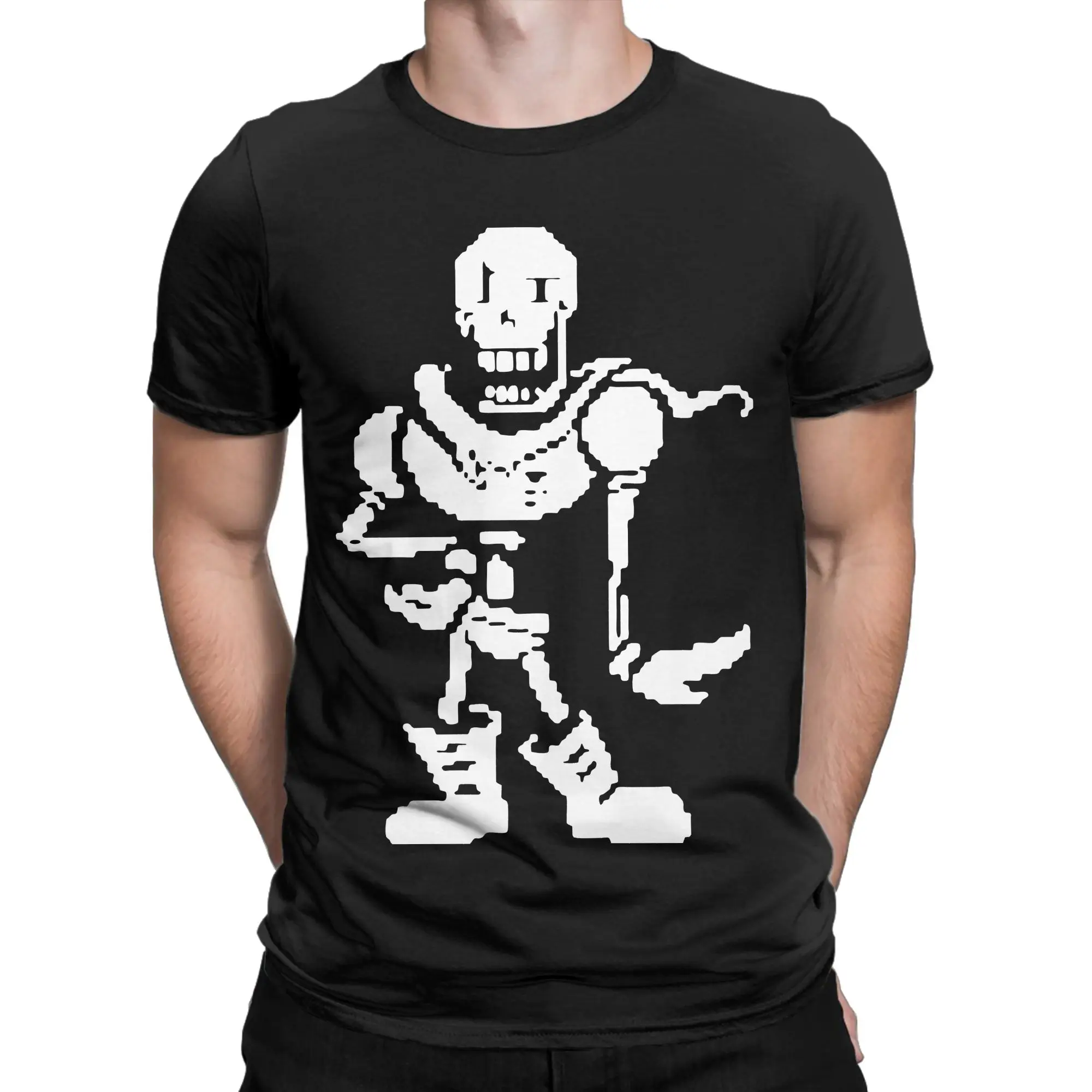 Papyrus Design Undertales T Shirt Pure Cotton Vintage T-Shirts Round Neck  Tee Shirt Short Sleeve Tops Graphic Printed