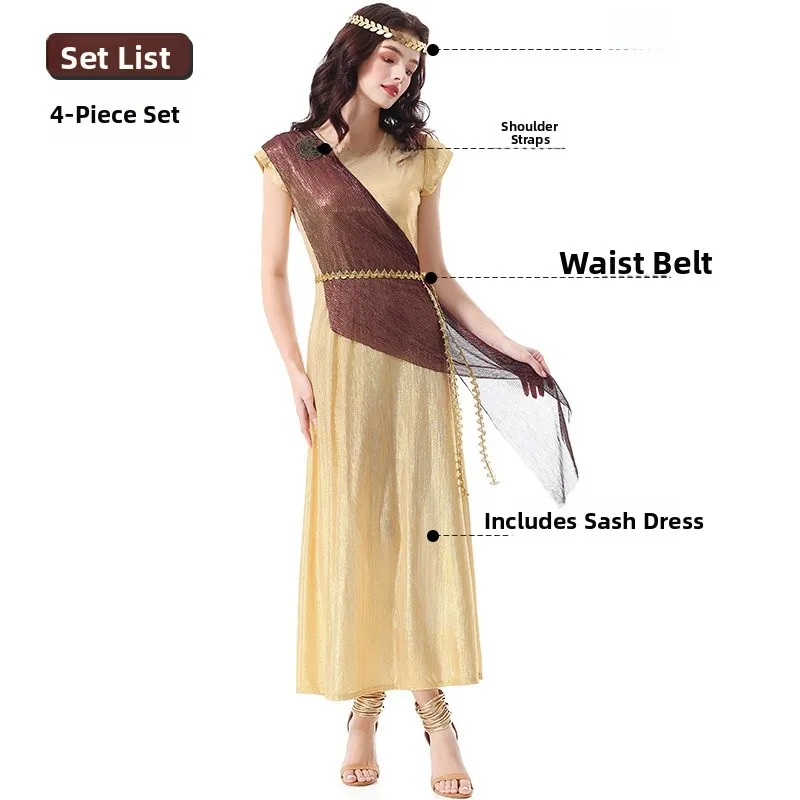 Regina di Beau Cosplay Personaggio mitologico antico Velo Dr Costume da spettacolo teatrale per Halloween da donna Chi tradizionale...