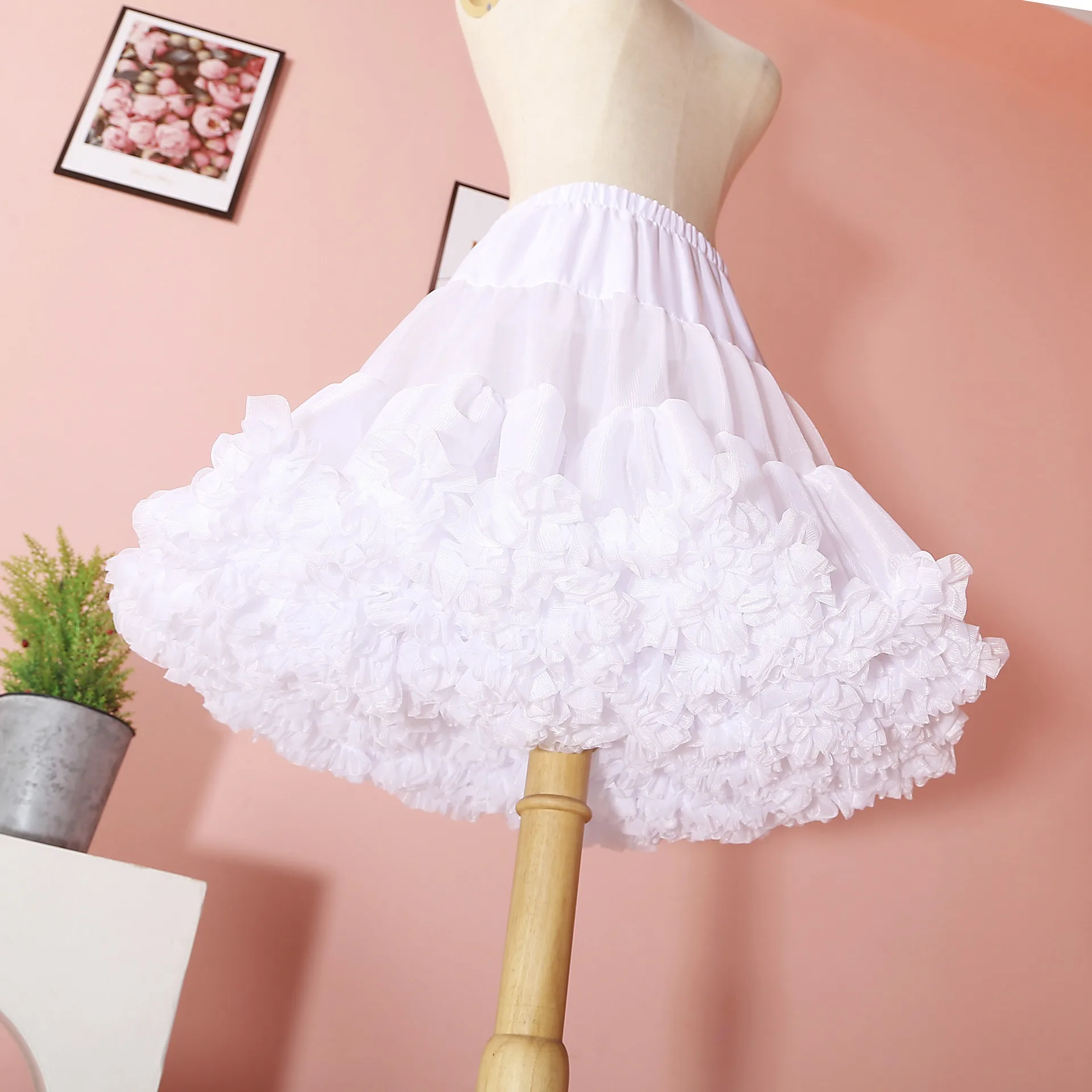 New Flower Style Lolita Petticoats Tutu Puffy Cancan Skirt Under Crinoline Inner Bustle Cosplay For Wedding Dresses Woman Skirt