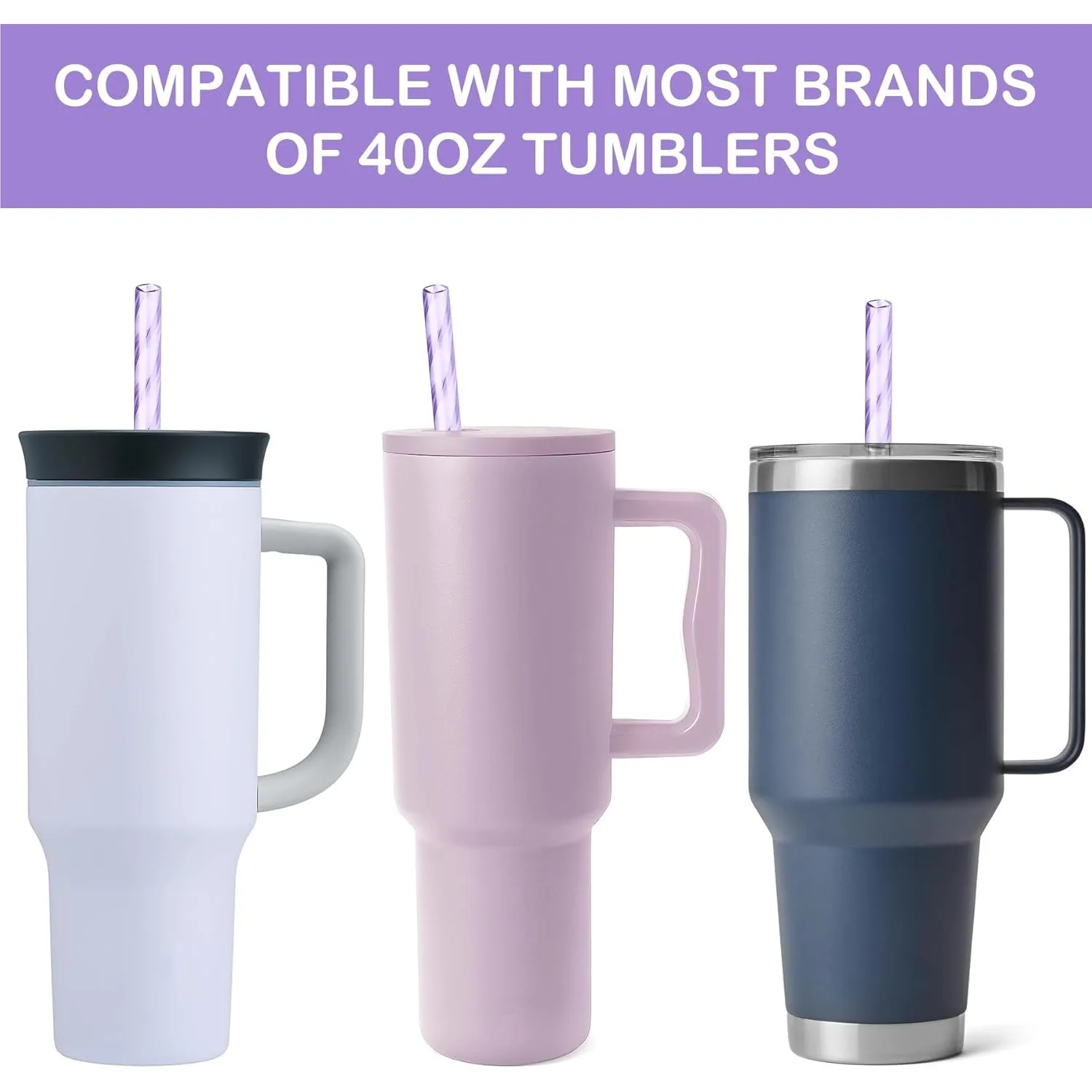 10 PCS Plastic Swirl Reusable Drinking Straws Fit for 40oz Stanley Tumbler, 12\