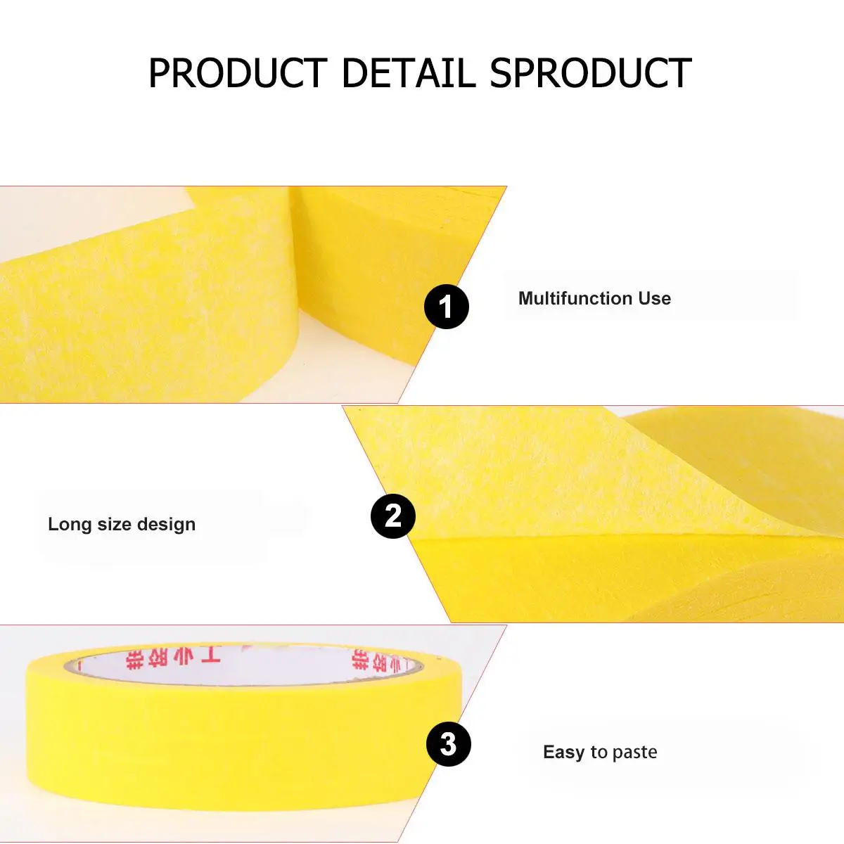 White Duct Tape Masking Sticky Textured Paper Rubber Color Separation Mark High Temp Resistance Long Size Practical Use Sharp