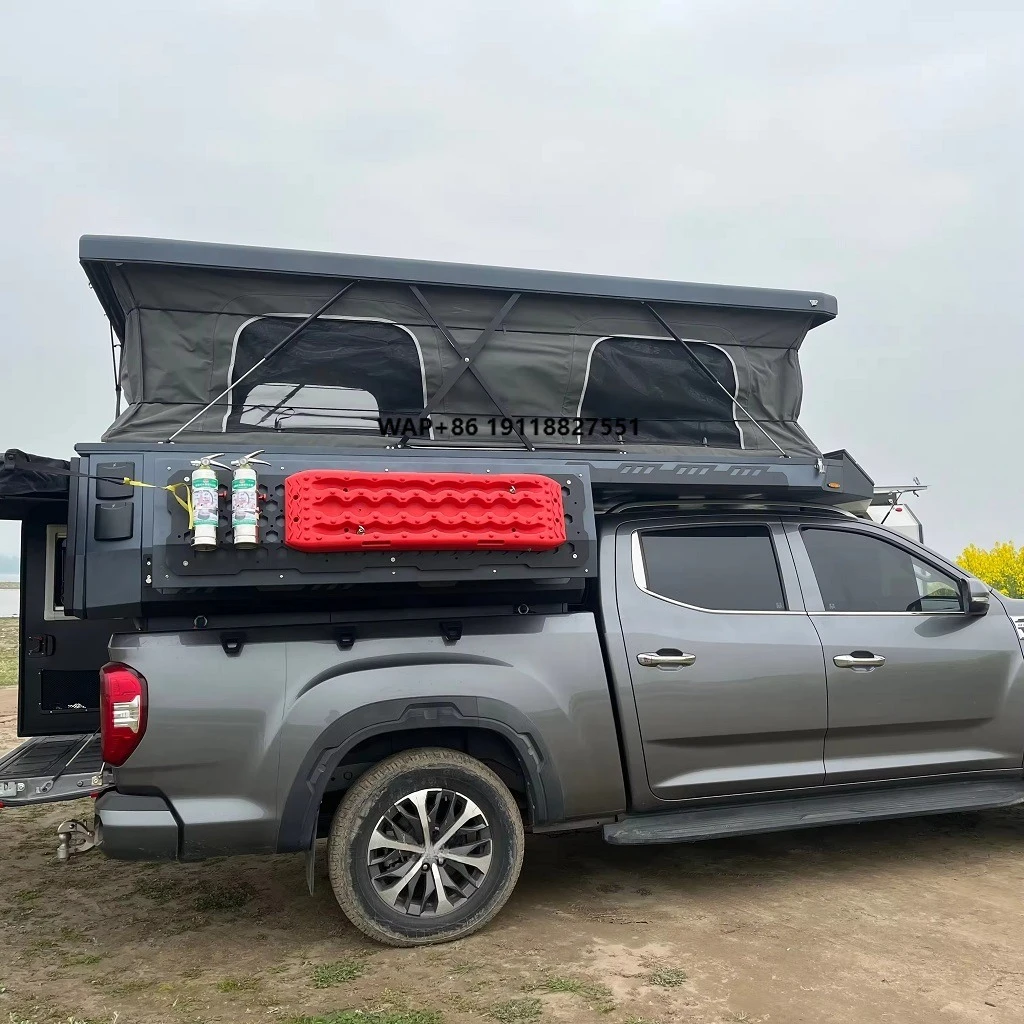 Car Roof Rack Truck-Mounted Foldable Roof Tent Camper Portable Camping Outdoor Travel Camper with Storage Durable