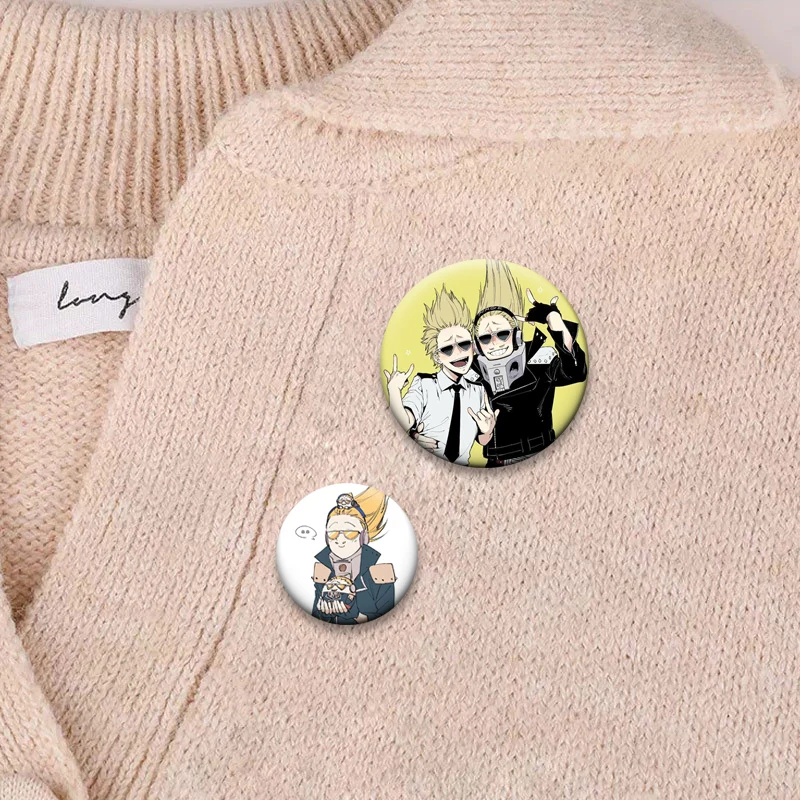 Present Mic Gran Torino Denki Kaminari Fumikage Tokoyami Hanta Sero Izuku Midoriya Brooches Round Cartoon Pins Hero Anime Badge #3