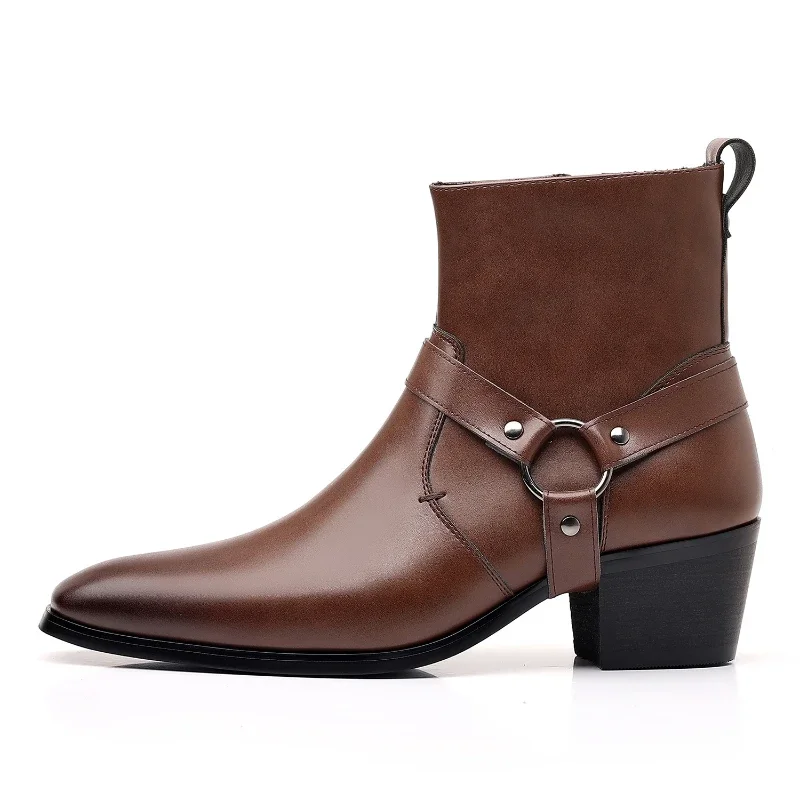 StephanBoots-Bottes de cowboy pour hommes avec fermeture éclair, chaussures provoqué de luxe, noir, marron, bureau, mariage, créateur de mode, haute qualité