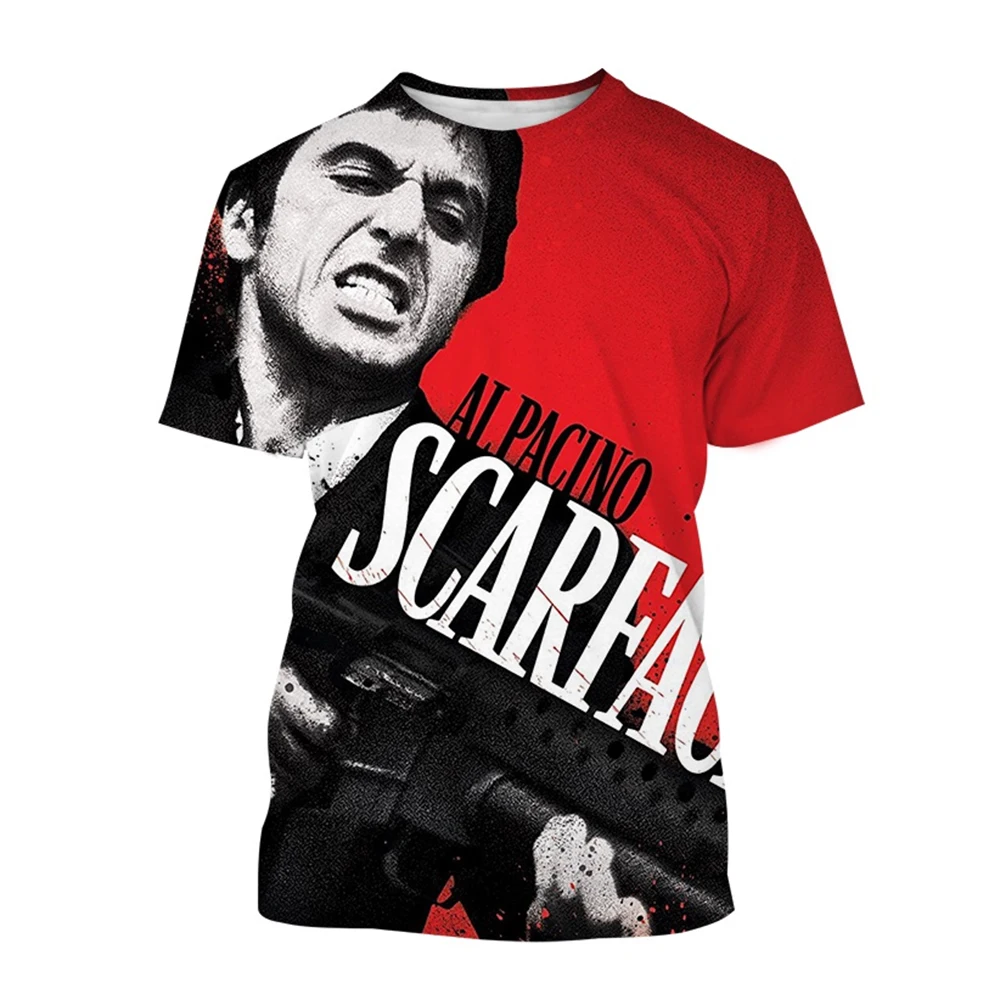 New Hot Selling Scarface Fashion T-Shirt Movie Scarface 3D Print Casual Cool Short Sleeve Tony Montana Print Harajuku Street T-S