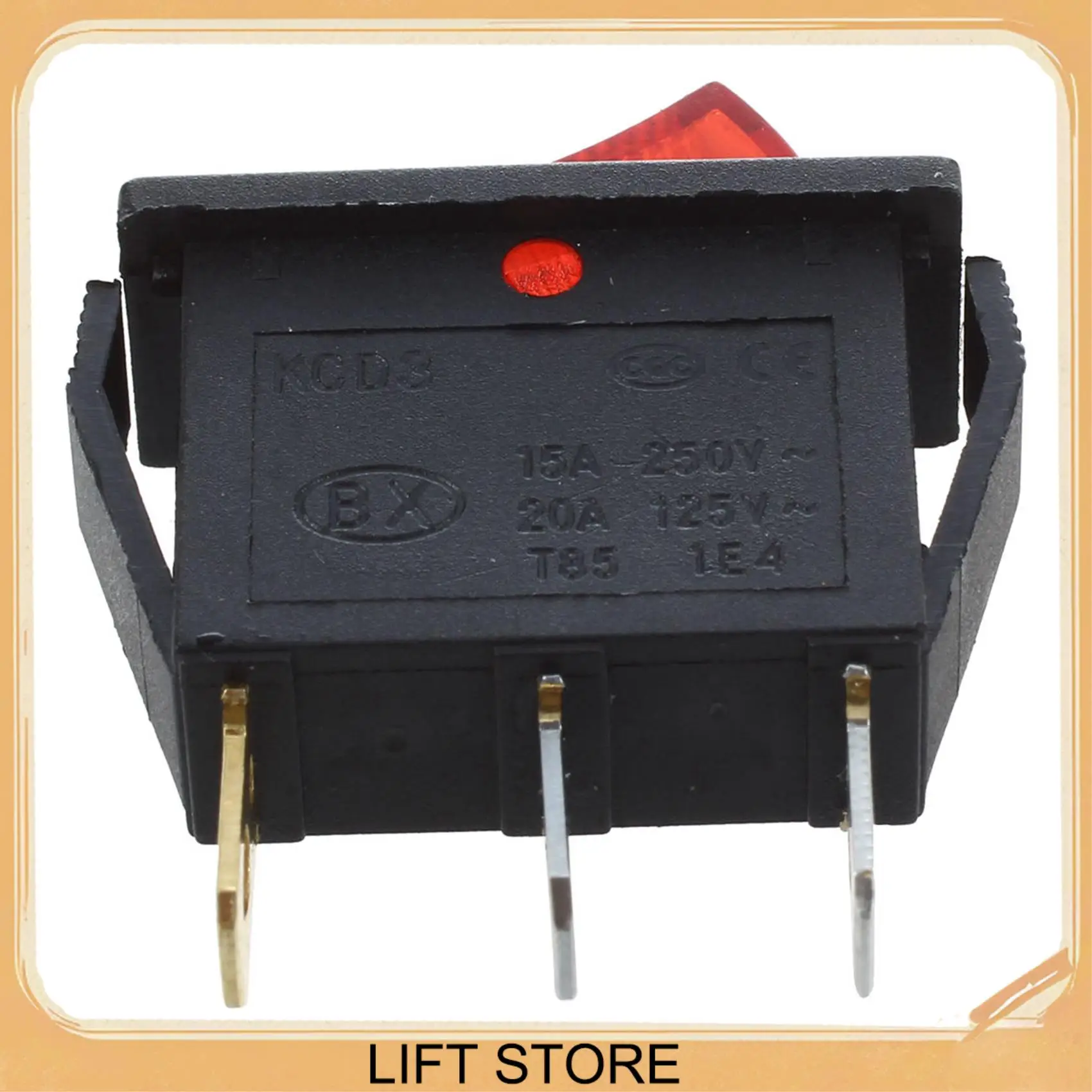 BTLIFE-2X Rocker Switch ON OFF Bright Bipolar 28X10mm 250V 15A 3 Terminais VERMELHO