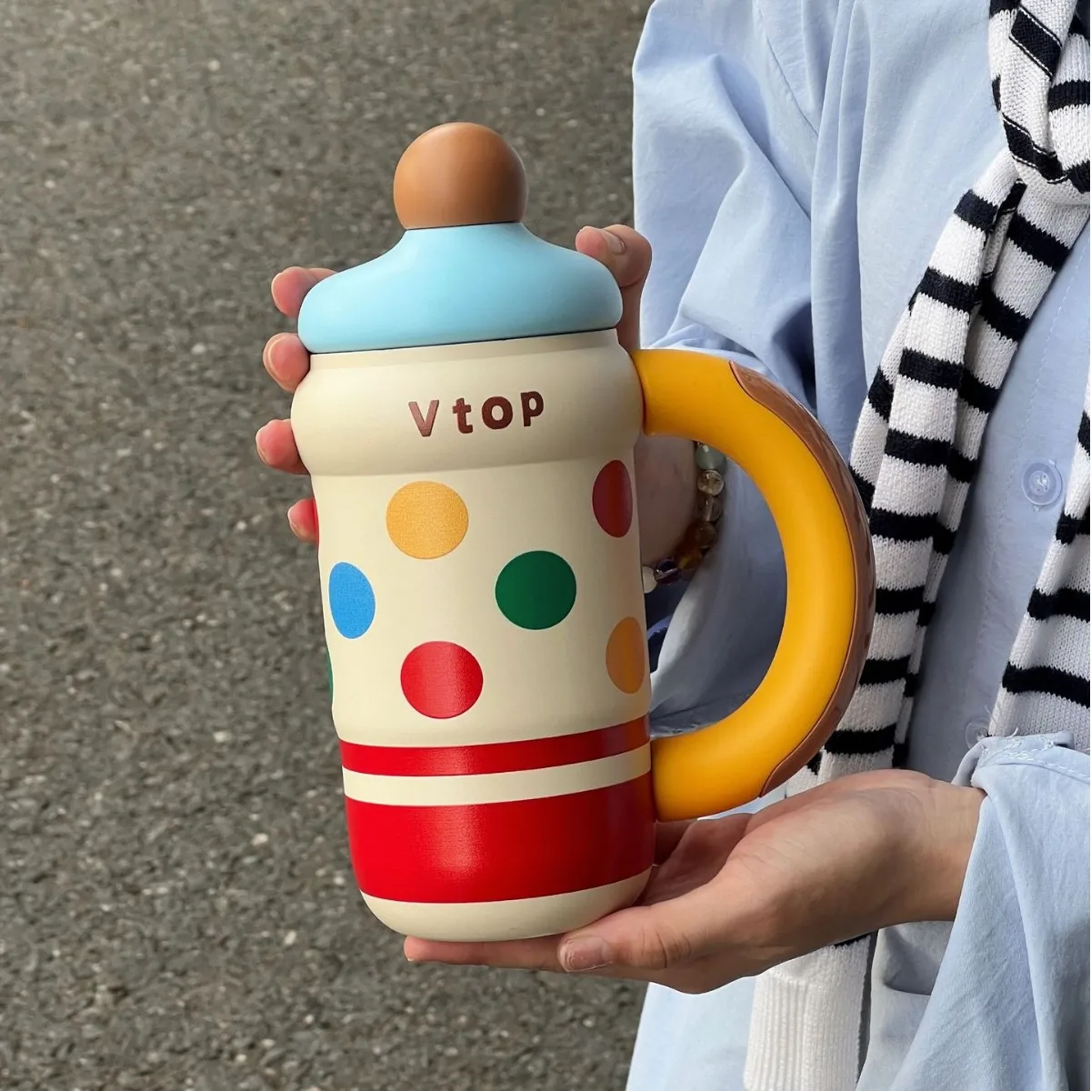 الأكثر مبيعا معكرون اللون الحفاظ على الباردة والحرارة كوب الثلج الفولاذ المقاوم للصدأ كوب معزول المحمولة سيارة المزدوج كوب ماء للشرب #5