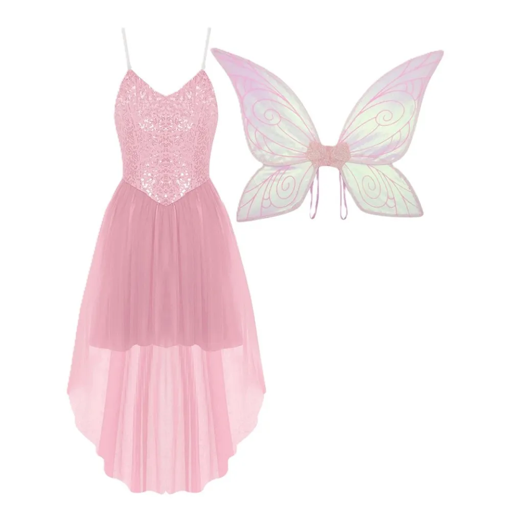 Women's Banana Fairy Costume Adult Green Ensemble for Fantasy Events Fairy Halloween Cosplay Costumes with Wings view 6