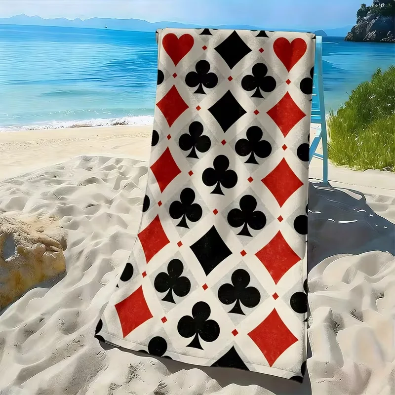 Chess King & Queen Print Beach Towel Vintage Oil Painting Chess Board Towel Retro Art Chess Piece Beach Blanket