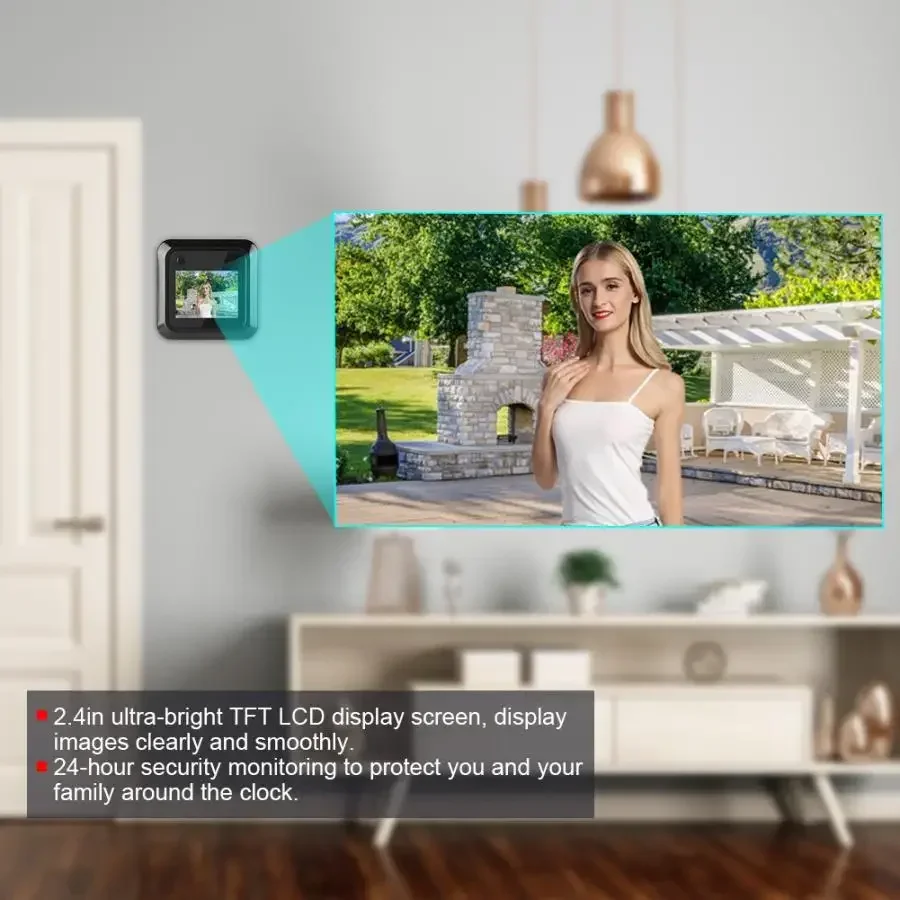 Timbre de puerta Digital con pantalla LCD a color, Ojo de Gato visor de cámara de estilo, 145 grados, electrónico, para exteriores