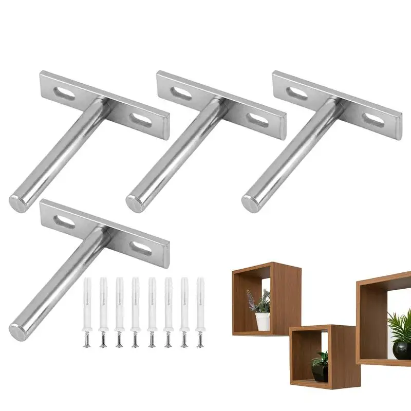 

Floating Shelf Bracket Heavy Duty 4pcs Heavy Duty Metal Shelves Brackets Silver Floating Shelf Holder Metal Shelf Wall Mount