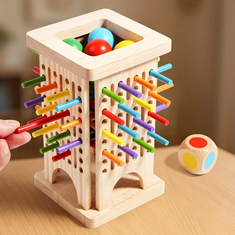 Jeu de bâtons en bois trois en un, jouet éducatif lisse et poli pour enfants, reconnaissance des couleurs, formation sensorielle, compétences de réflexion, cadeau