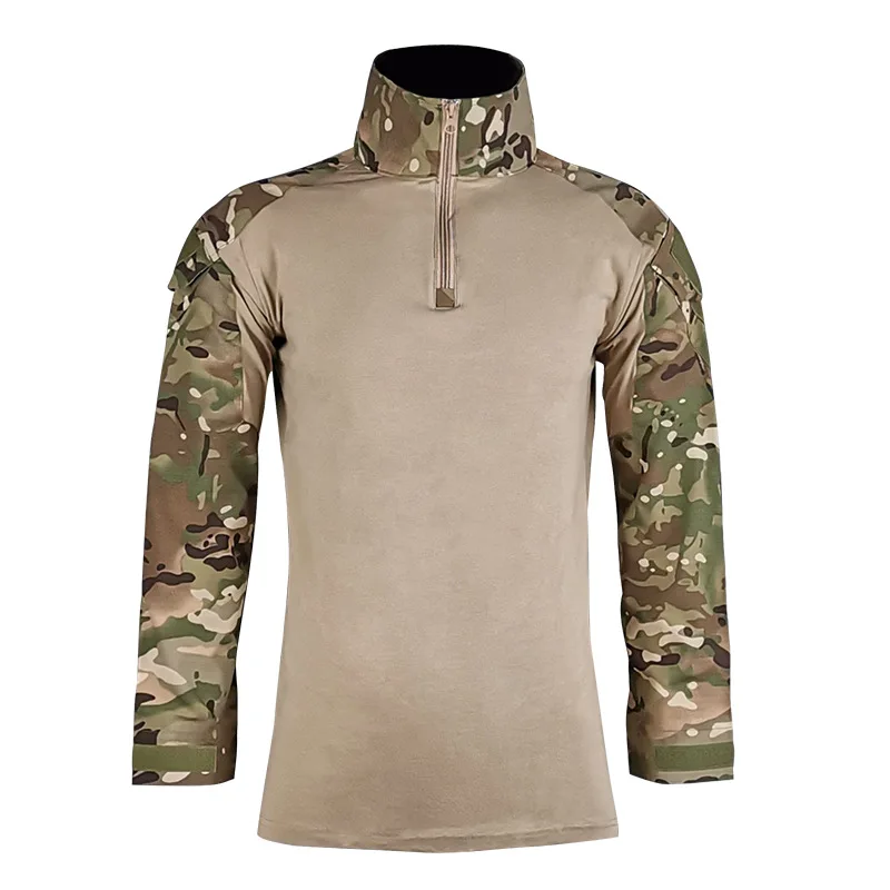 Tactical Outdoor Camouflage Frog Suit Long-sleeved Spring-autumn Cycling Training Uniform Stretch T-shirt Top Set of Two Pieces