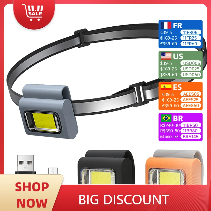 Multifunctional LED Portable Light With Magnetic Charging Light Clothes Clip Running Light Silicone Work Strong Light Headlamp