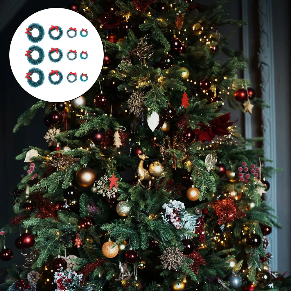 

12 Pcs Wreath Christmas Decor Small Blue Home Decoration Door Hanging Adornment Realistic Lifelike Home Decoration
