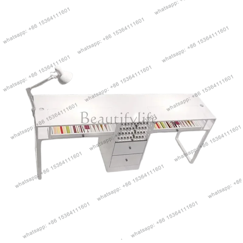 FG Storage Profesional Nail Desk Minimalist Rectangular Aesthetic Trendy Nail Table French White Table Onglerie Salon Furniture