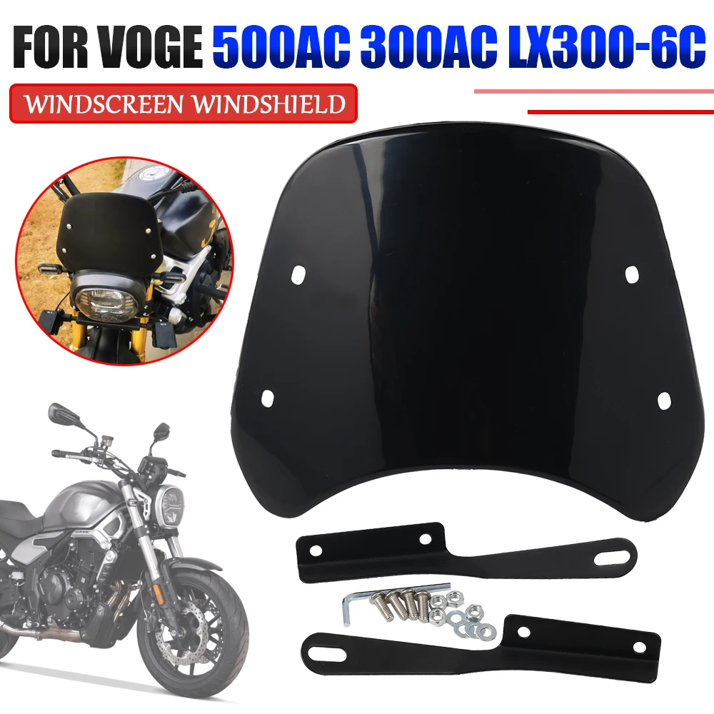 

Motorcycle Retro Windshield Windscreen Wind Screen Deflector Wind Shield Guard For Loncin VOGE 500AC 300AC 500 AC 300 LX300-6C