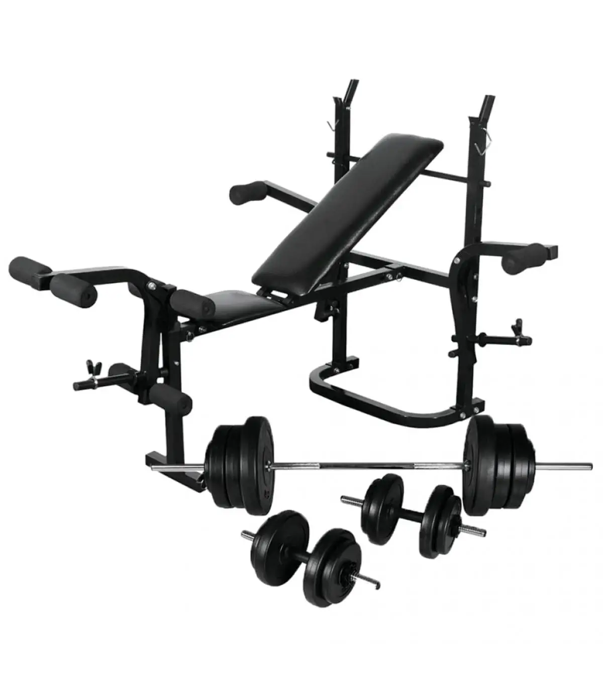 Weight lifting machines bodybuilding bench with support weights, weights and dumbbells 60,5 kg