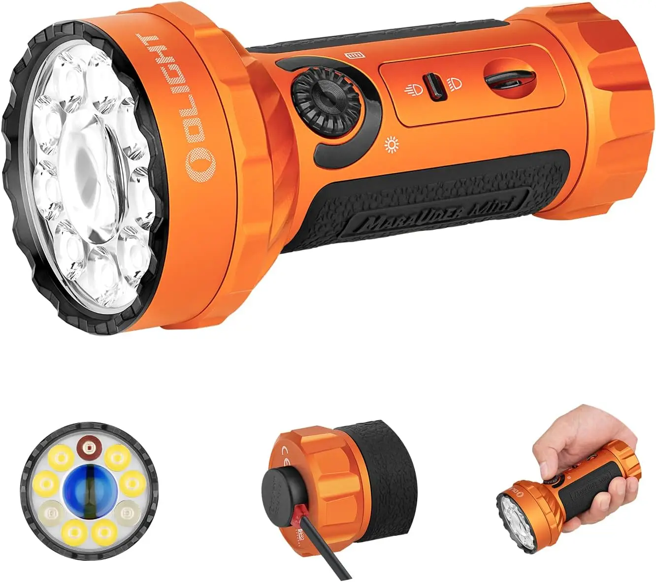 

7,000 Lumens Bright Flashlight with 600m Beam, RGB Lights, Magnetic Rechargeable for Outdoors Work and Hunting
