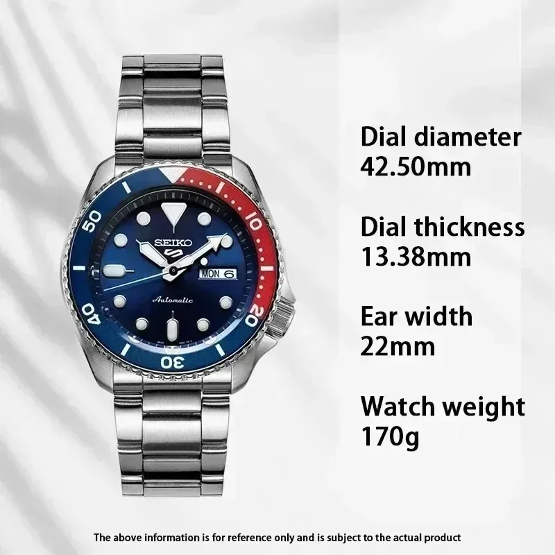 New SEIKO 5 Original Watch SRPD53K1 Series Mechanical Waterproof Steel Band Round Rotatable Quartz Wristwatches for Men