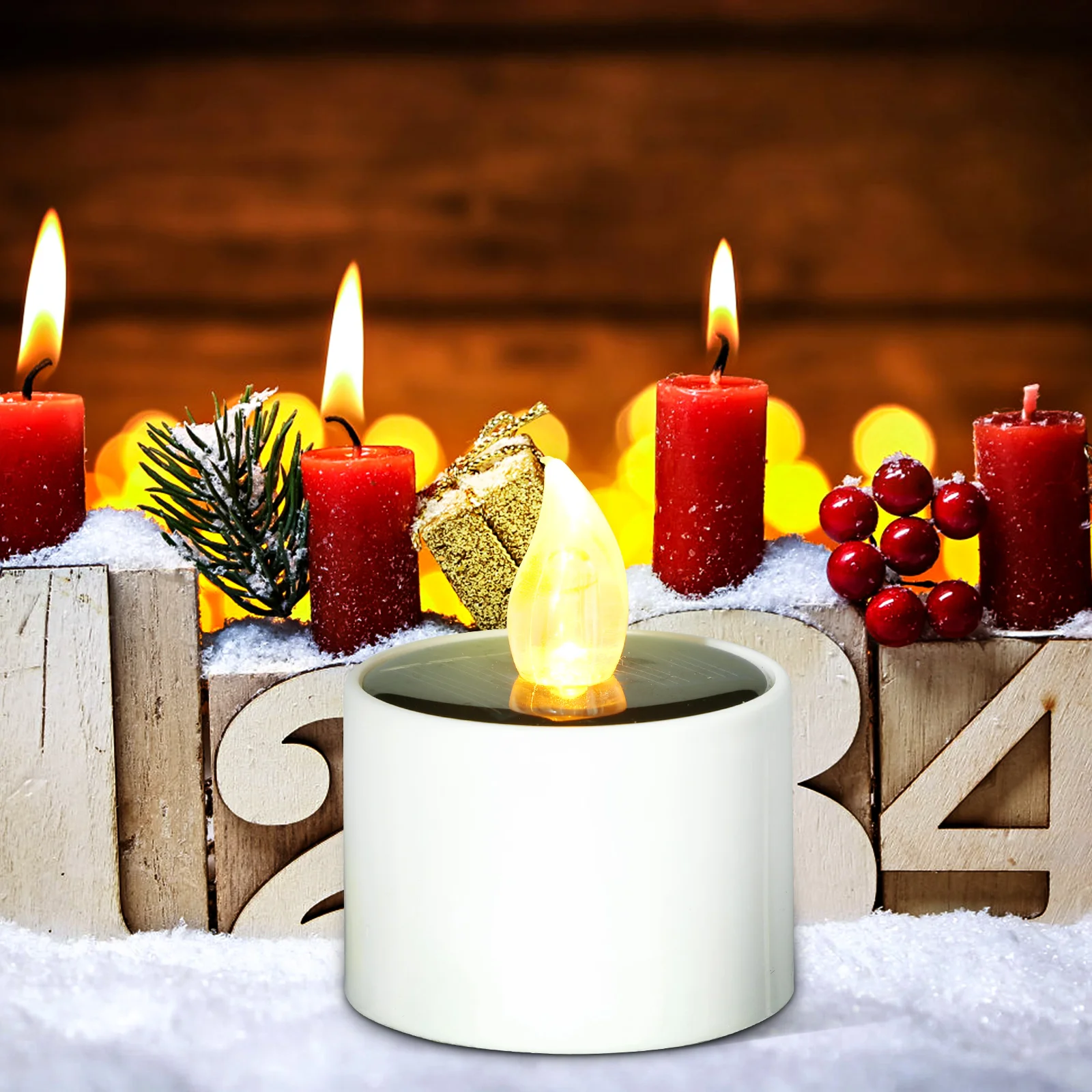 

Solar Powered Led Tea Lamp Flameless Light Decor Durable Abs Long Lasting Portable Garden Wedding Outdoor Lamps