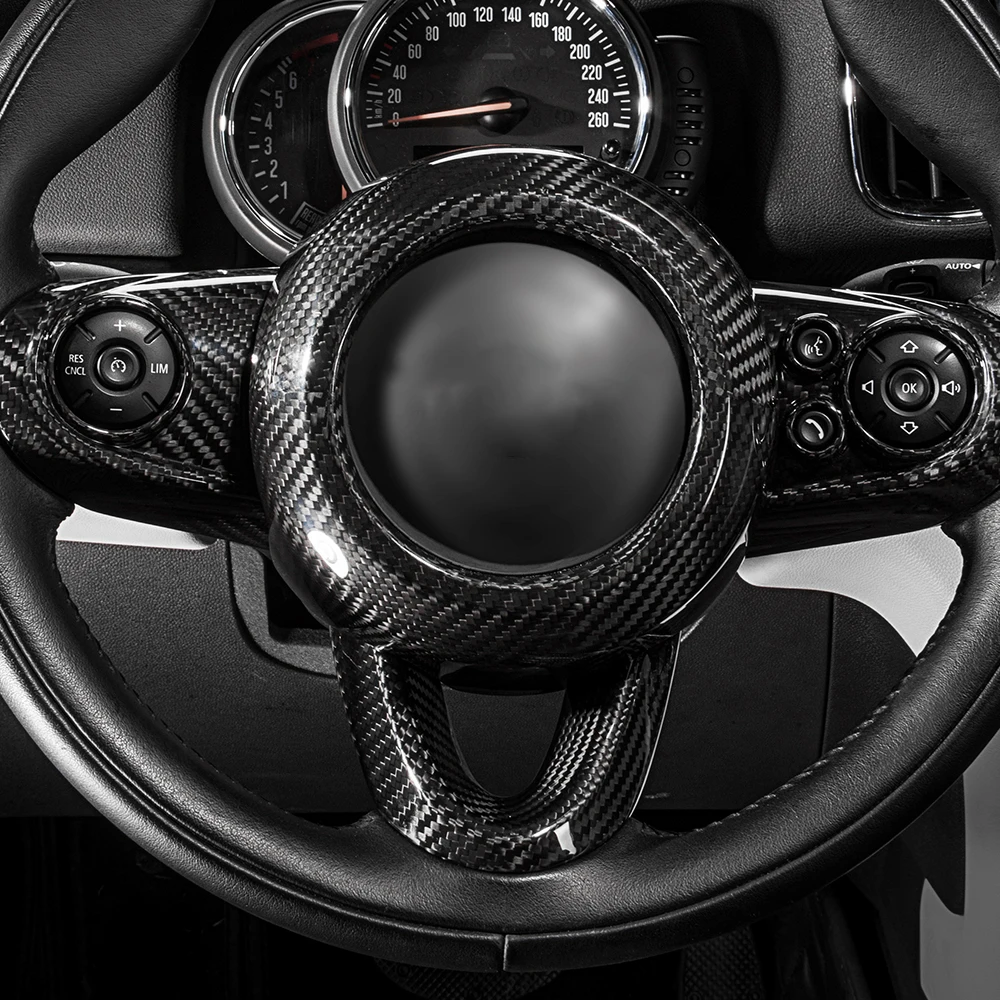 For Mini Cooper F54 F55 F56 F57 F60 2024 Carbon Fiber Steering Wheel Airbag Cover Car Interior Accessories Decoration Sticker