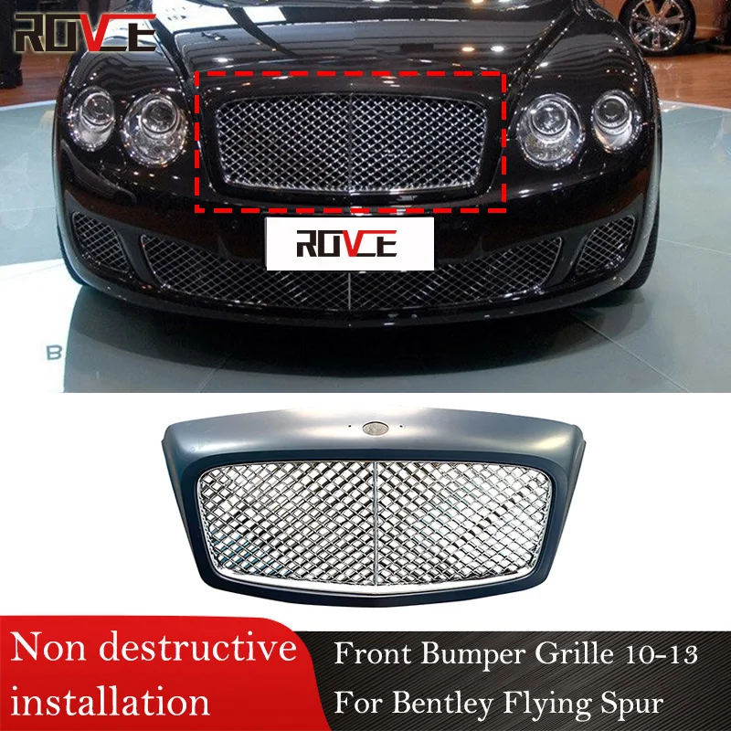 

ROVCE Front Bumper Grille Grill Frame Protector For Bentley Flying Spur 2009-2013 3W0853651 3W0853667 3WO806147E Car Accessories