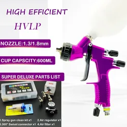 Hvlp車塗装スプレーガン、600mlミキシングカップ、クリーンタンクなし、高品質、1.3/1.8mm、2024