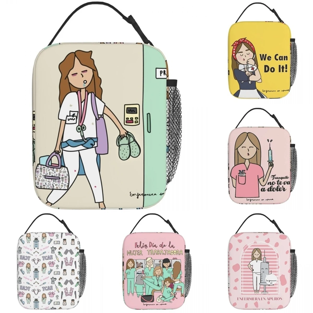 

Cute Doctor Nurse Lunch Bag Enfermera En Apuros Merch Food Boxes Gift for Nurses Tote Bags New Thermal Cooler Lunch Box For Work