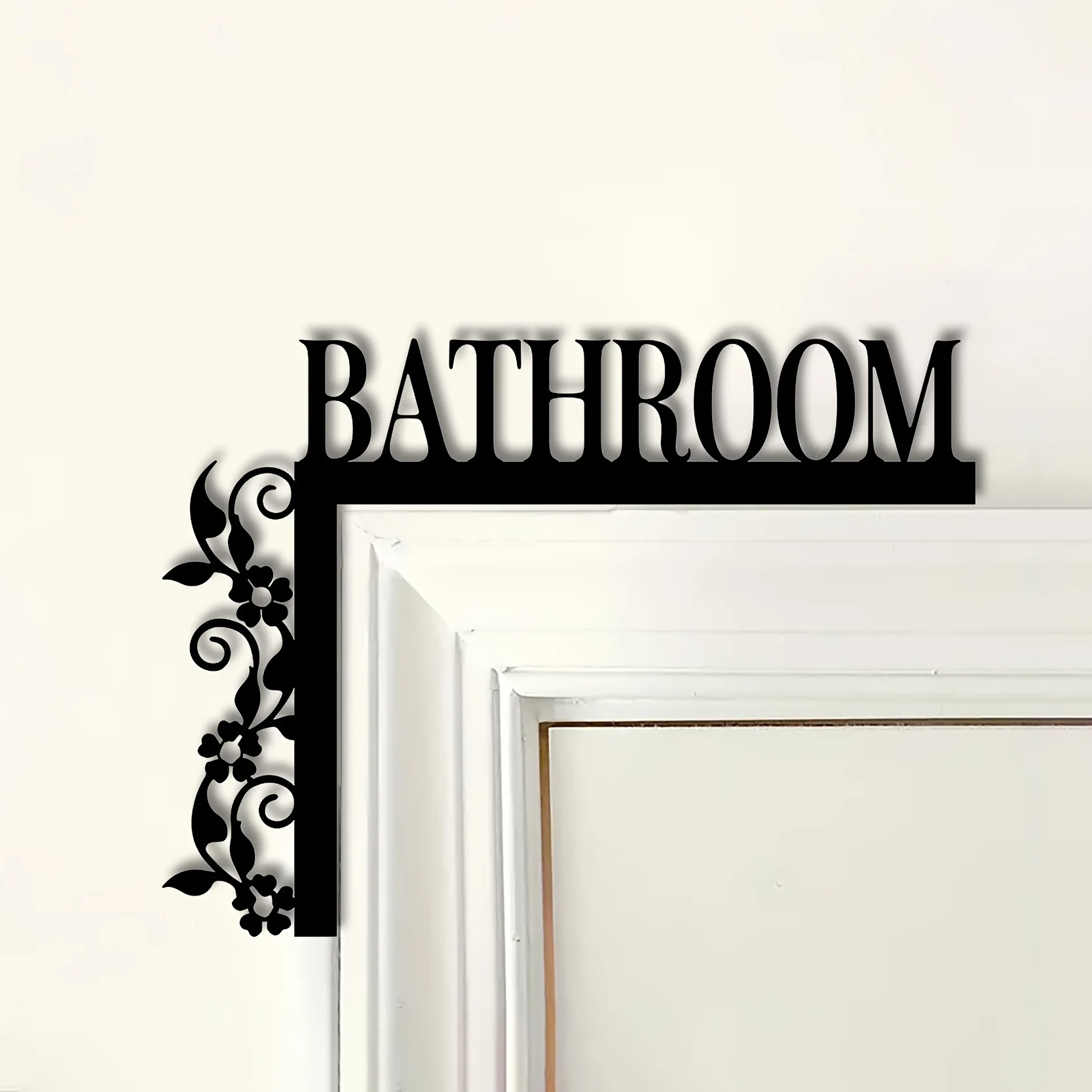 [1 Stück Metall-Türschild] 1 Stück elegantes Badezimmer-Türschild aus Metall |   An der Wand montiertes dekoratives Schild aus Schmiedeeisen mit Blumenmuster