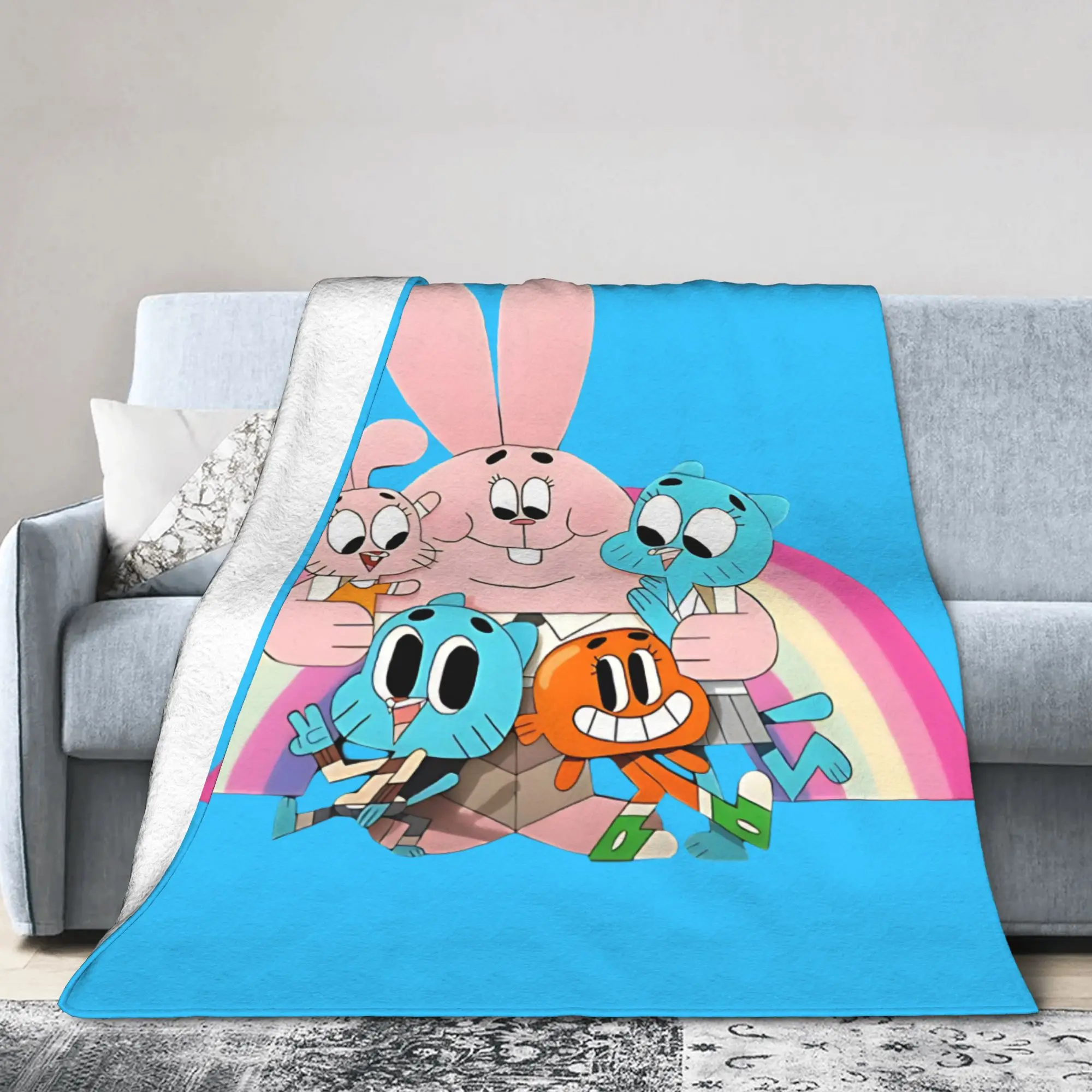 Cartoon Comedy Gumballs Movie  Knitted Blankets Fleece  Lightweight Thin Throw Blanket for Airplane Travel Bedspread