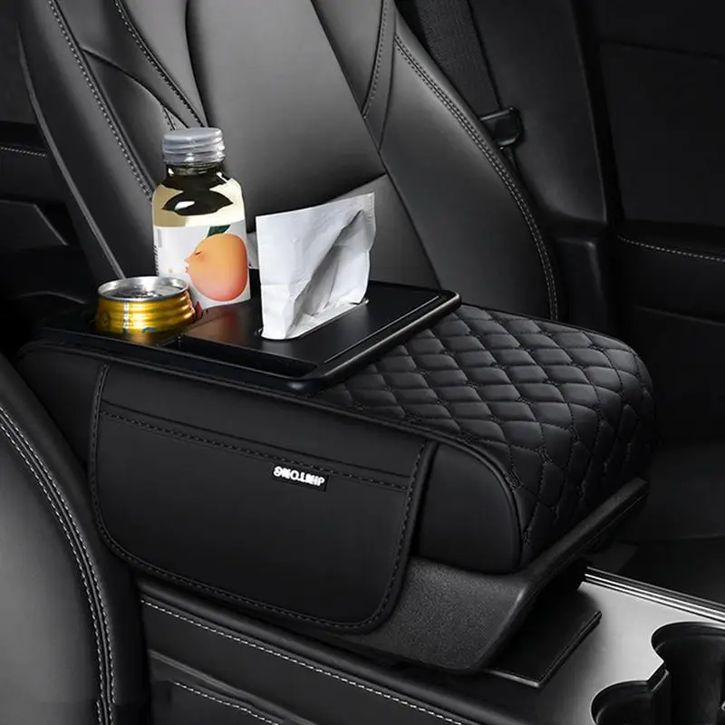 

Center Console Organizer Tissue Box PU Leather Center Console Heightening Cover Auto Armrest Seat Box Cover Pad Car Accessories