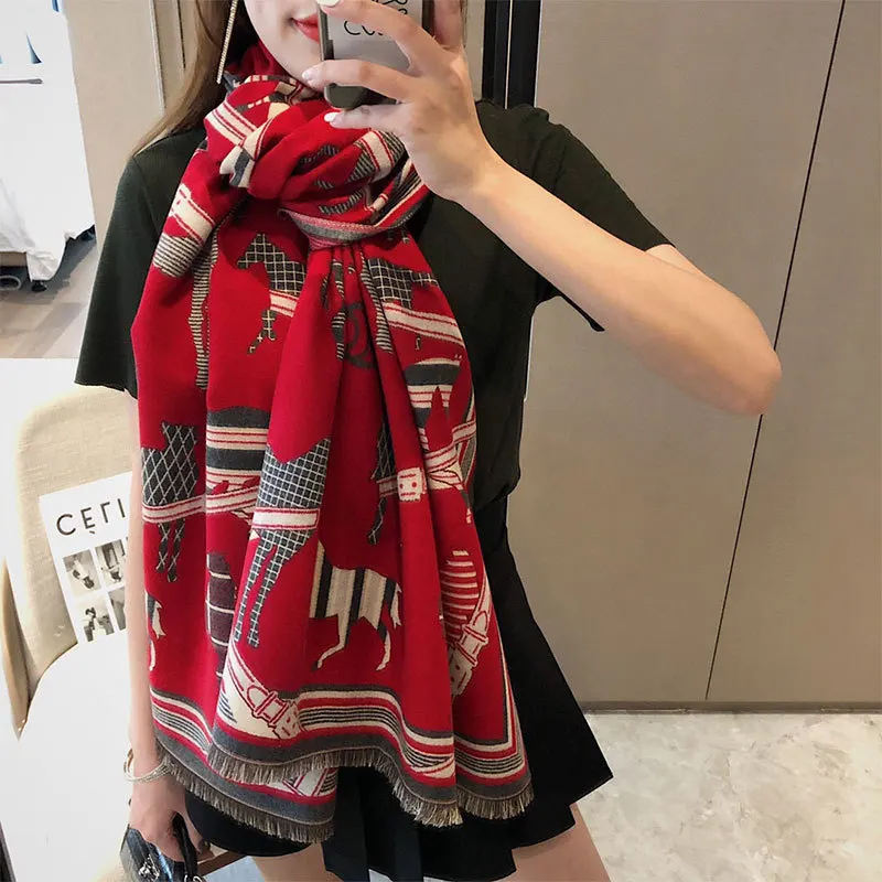

New scarf for women Korean version of horse imitation cashmere autumn and winter warm scarf fashionable and versatile shawl
