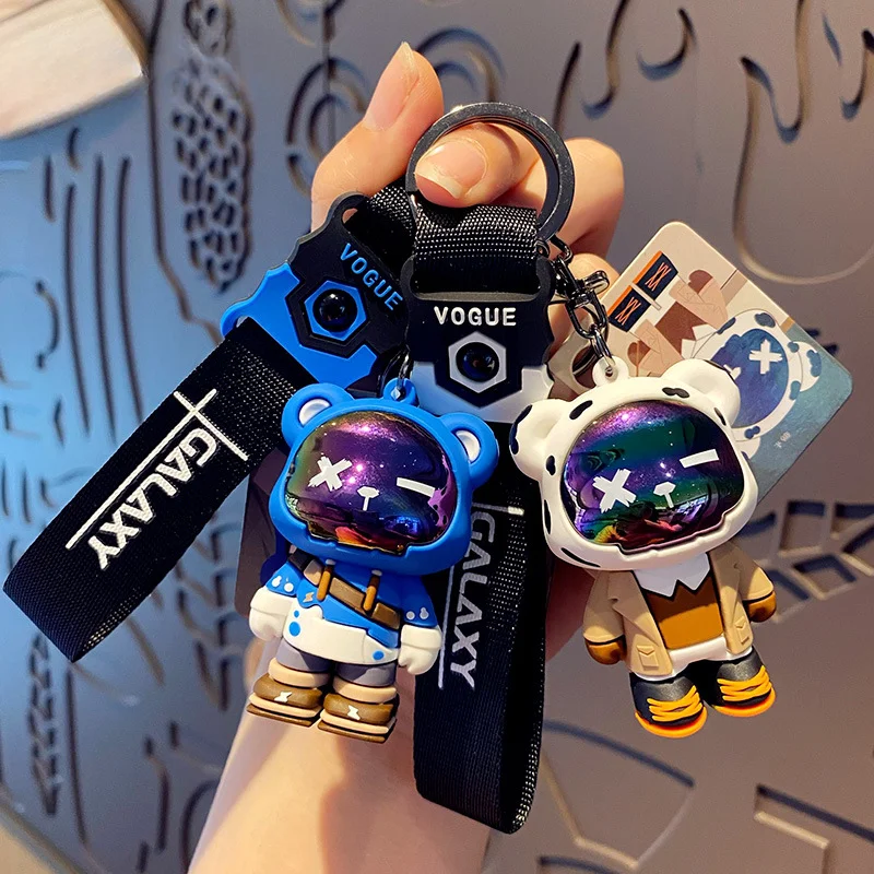 Original trendy and cool teddy bear keychain, cute, fashionable, exquisite, drop glue doll keychain, couple bag pendant