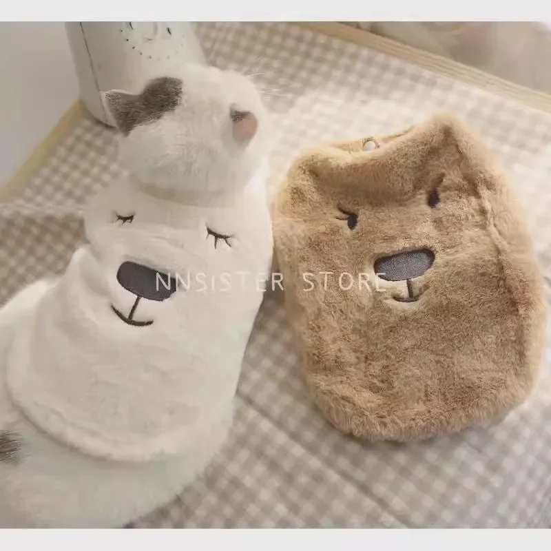 

Winter Cute Printed Pet Cat Fleece Jacket Warm Dog Cat Coat Jumpsuits Puppy Cat Clothes two-Legged Clothes Small Dog Clothes