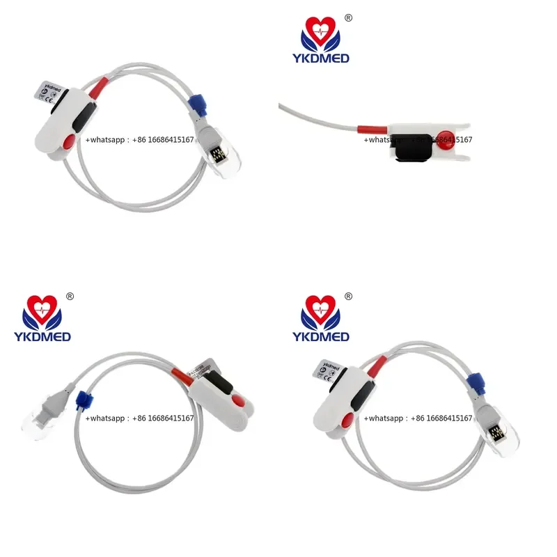 Hospital Reusable DB10 Pin TPU SpO2 De Sensor Adult Finger Clip Sensor Cable For Vital Sign