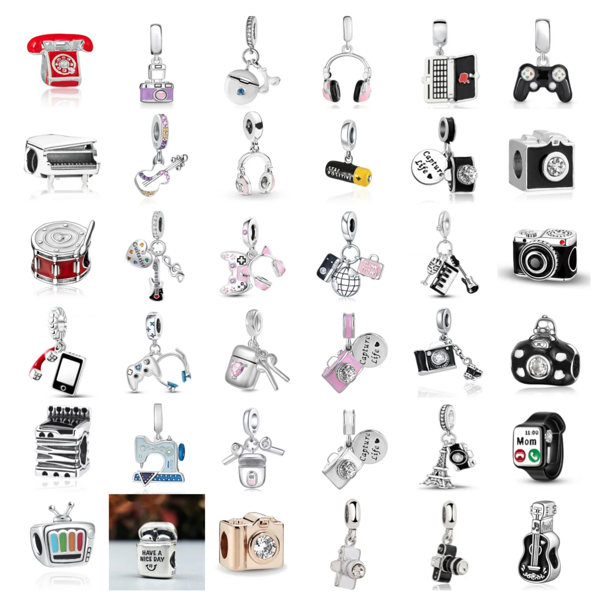 

Новый серебряный кулон 925, камера, игровая консоль, наушники, часы, сделай сам, ювелирные изделия из бисера, оригинальный кулон, браслет, ювелирные изделия