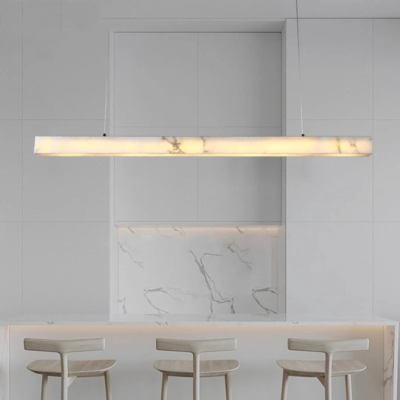 Spanish Style Gold Natural Marble Hanging Chandelier Ceiling Light Lustre Suspension Lamp for Dining Room Kitchen Island Decor