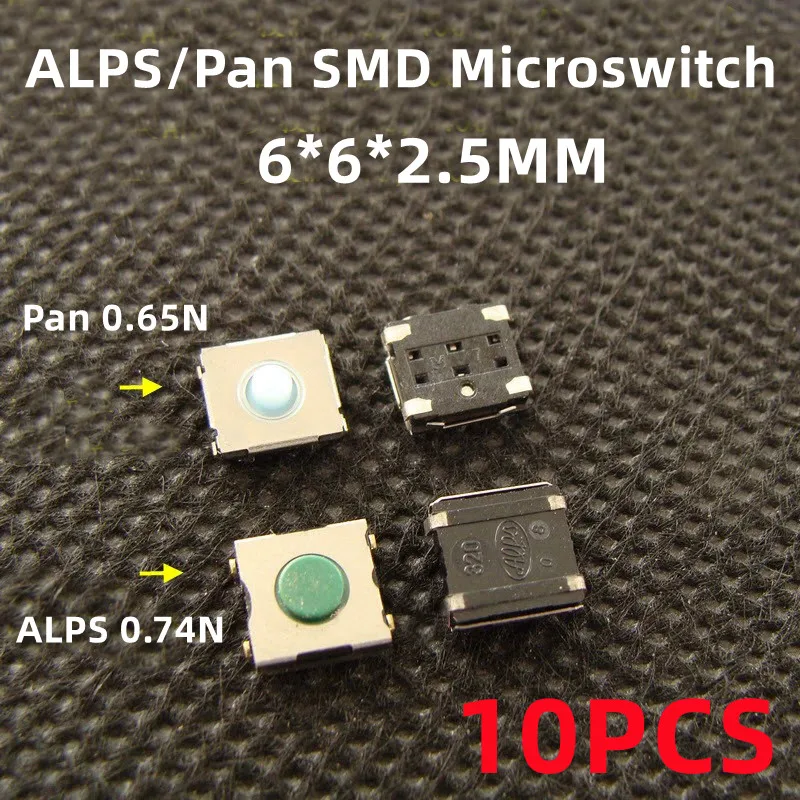 New 10PCS APLS HUANO PAN 6*6*2.5mm 0.65N 0.74N Life 3Million 5Million ARC Touch Sculpt Mouse Microswitch