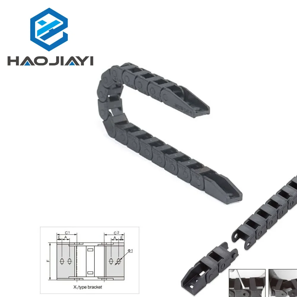 HAOJIAYI Plastic Cable Chain 10*10 10*15 10*20 mm 1M Non Snap-Open Plastic Towline Transmission Drag Chain Machine