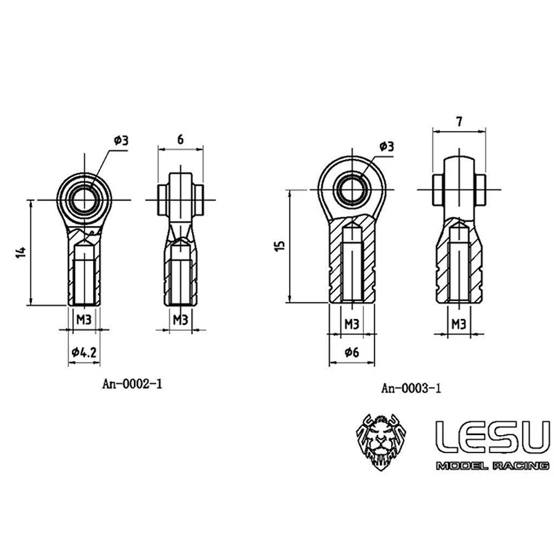 1/14 LESU RC modelo varilla de Metal rodamiento de junta para montaje M3 eje camión coche Tractor volquete juguetes al aire libre TH10266