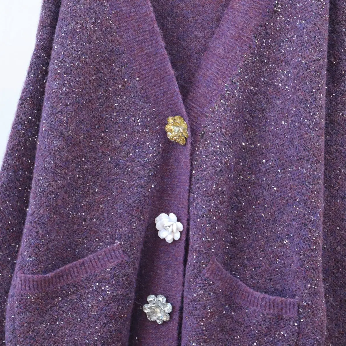 Mulheres de malha cardigan suéteres comprimento médio jumpers 3d floral lantejoulas bolso decote em v mangas compridas solto casual 2025 outono inverno