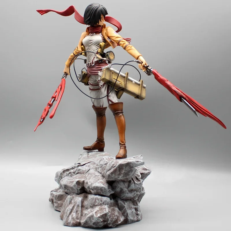 Anime Attack on Titan Mikasa Ackerman Battle Form Figurine Toys PVC Standing Posture Decoration Action Figure Model Statue Gift