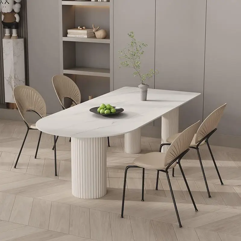 

Dining table, bright rock slab, island, dining table, light luxury, modern