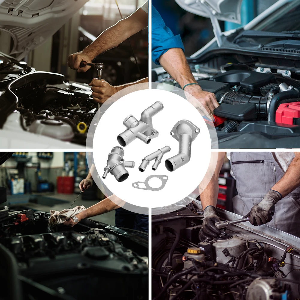 4 قطعة مجموعة تبريد المحرك شفة استبدال المبرد شفة ترقية عدة محرك المبرد موصل الخرطوم للجولف MK4 جيتا 1.8T