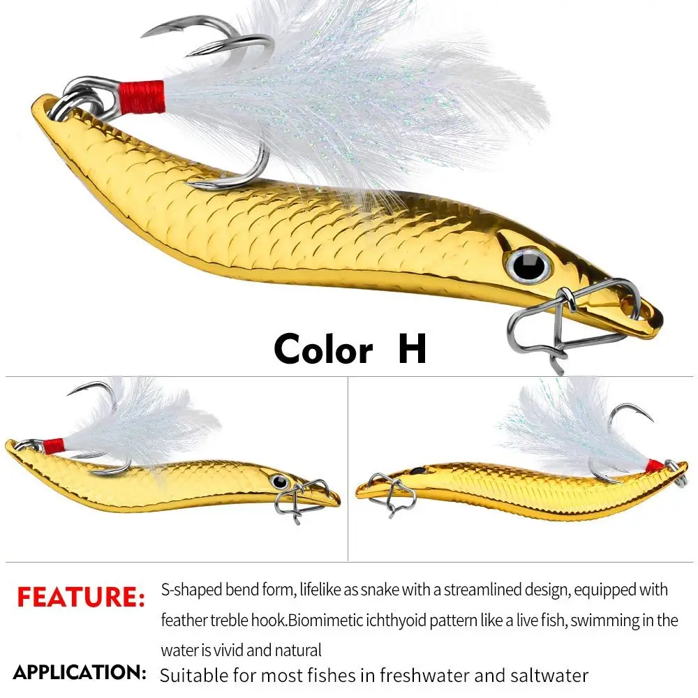 10g15g 20g Metal VIB Leech Spinners Spoon Lures S Leech Bait VIB Leech Fishing Lures Leech with Feather Hook