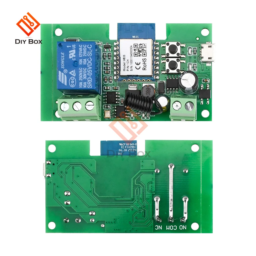 1CH Work With Tuya Smart Remote Control Wireless Wifi Switch Module DC7-32V AC85-250V 2200W RF Receiver 10A wifi Relay DIY